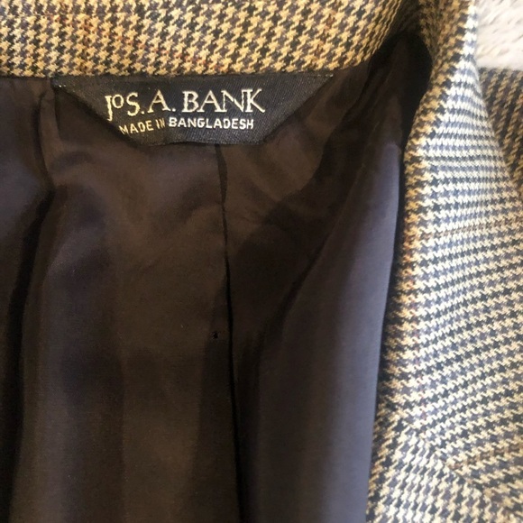 Jos A Banks Wool Blazer Sports Coat Tan Gun club check 42R - Picture 7 of 16
